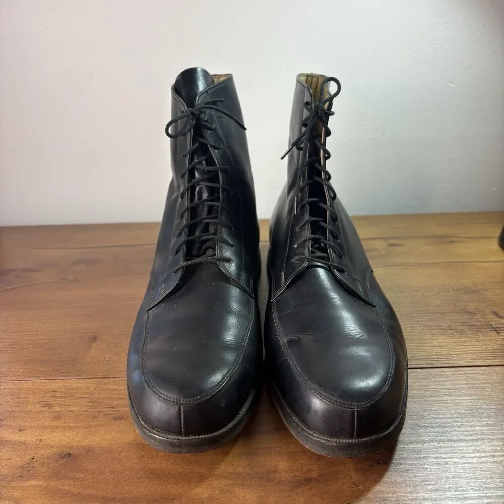 Vintage E Vogel Custom Bespoke Mens Black Leather Ankle Boots Sz 10 10.5 D USA